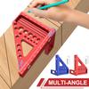 3D Multi Angle Measuring Ruler Aluminum Alloy Metric Scribing Ruler 22.5°-90° Triangle Ruler Measure Scriber Drawing Line Ruler