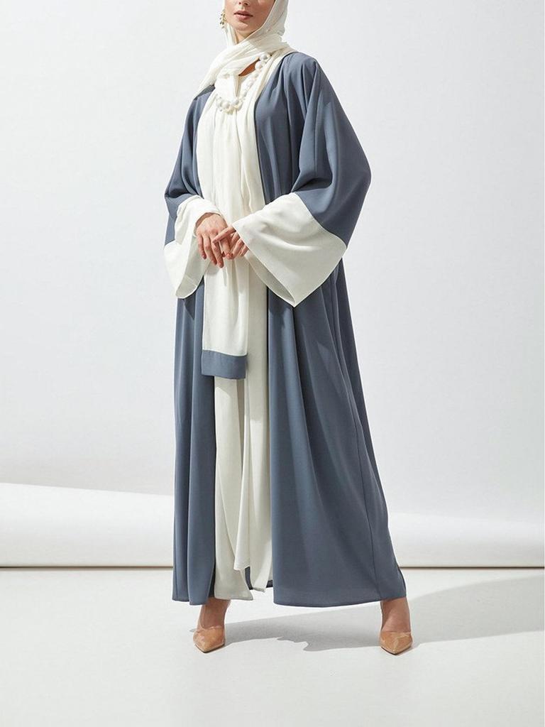 Středně dlouhý kardigan abaya z Dubaje s ochranou proti slunci a patchworkovým designem