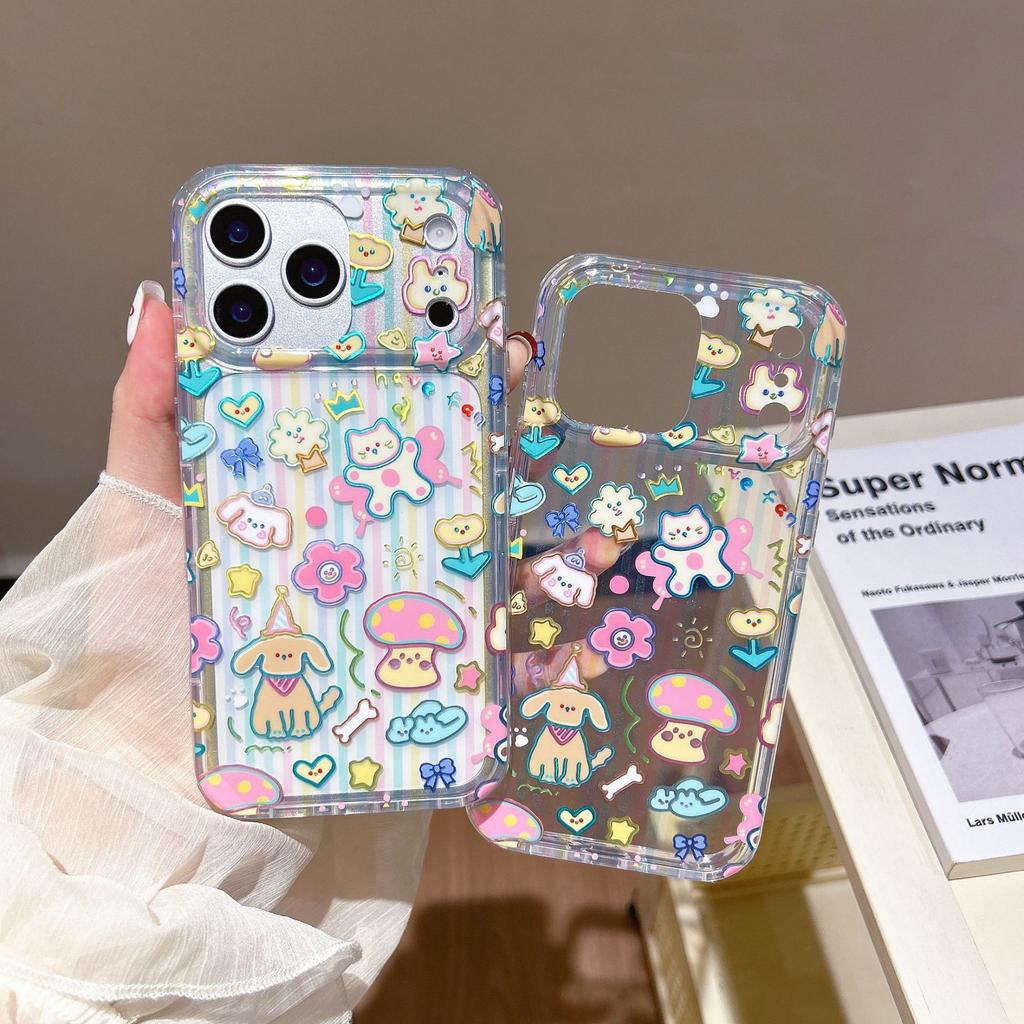 Transparent Colorful Graffiti Cartoon Animal Case for Apple 16 iPhone 15 Pro Max New 13/14
