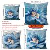 Fairy In Blue Flower Throw Pillow Covers Pattern Cushion Cover Suitable For Sofa Bedroom Car Pillow Cover