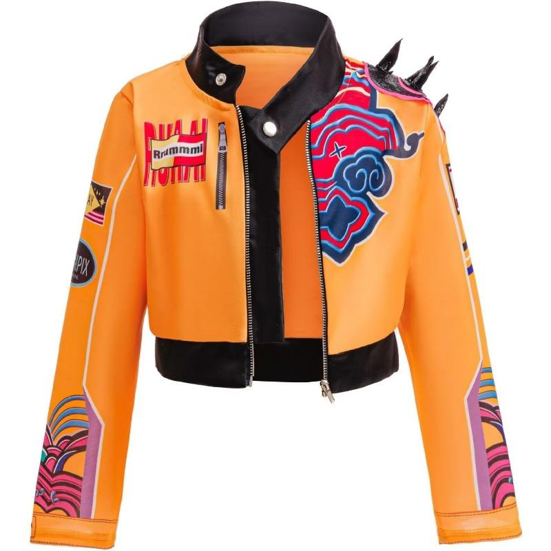 Rumi Costume Kids Girls Pop Singer Halloween Outfit Include Jacket,Tshirt,Shorts