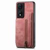 D15 For Honor X7b 4G/90 Smart Case with Card Holder Retro Leather+TPU Zipper Phone Cover