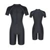 Jeteseu Women'S Aqua Zip-Up Slim Short Sleeve Half-Body Indoor Swimsuit Solid Black L_4A451
