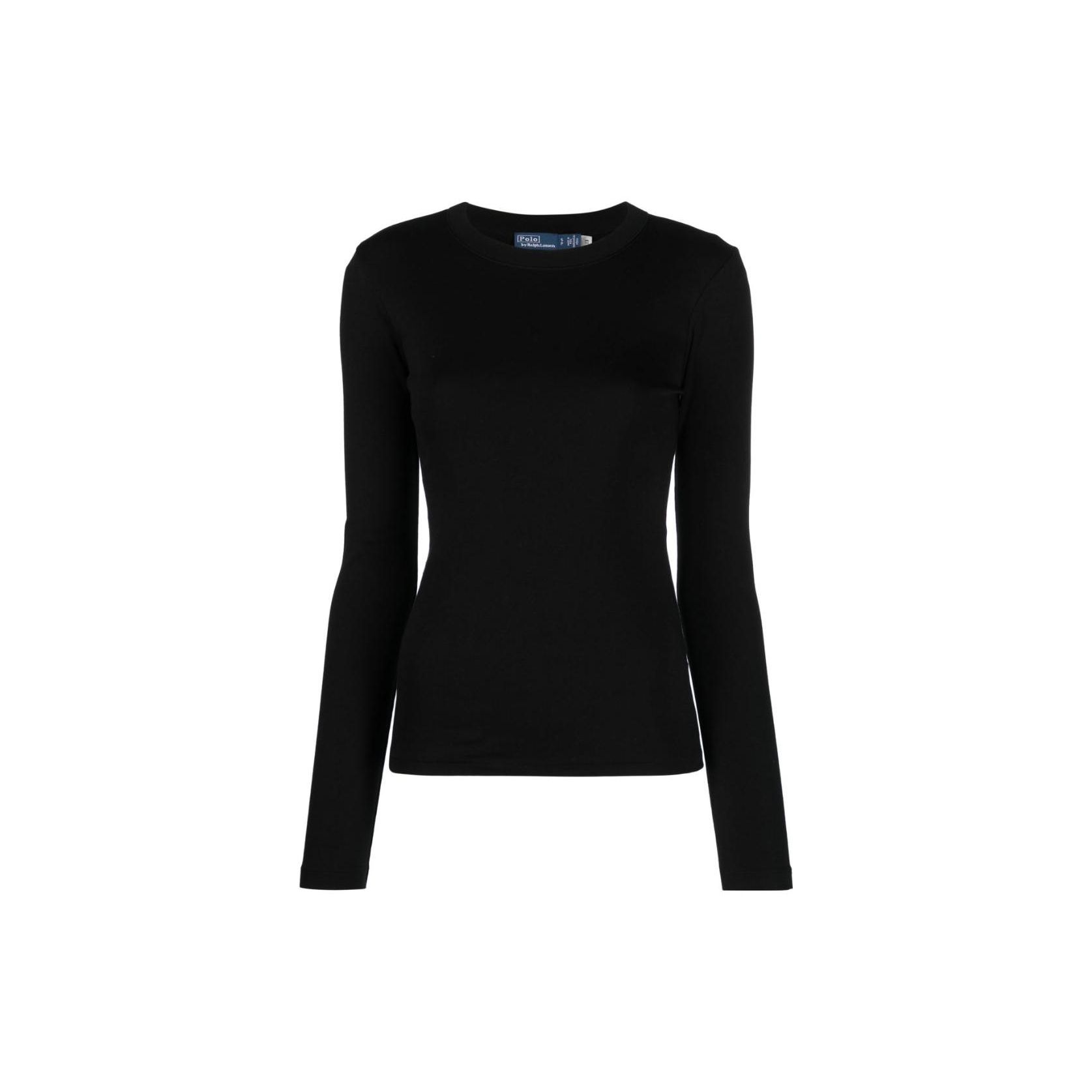 

Polo Ralph Lauren Ss23 Однотонная футболка с круглым вырезом, повседневная, с длинным рукавом, женские топы, черный 211891521-003 S