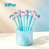21Pcs Back To School Season Stationery, Cute Winged Unicorn Decorated Writing Pen, Solid Cyan Pen Shaft, Smooth Writing Office & School Supplies, Idea