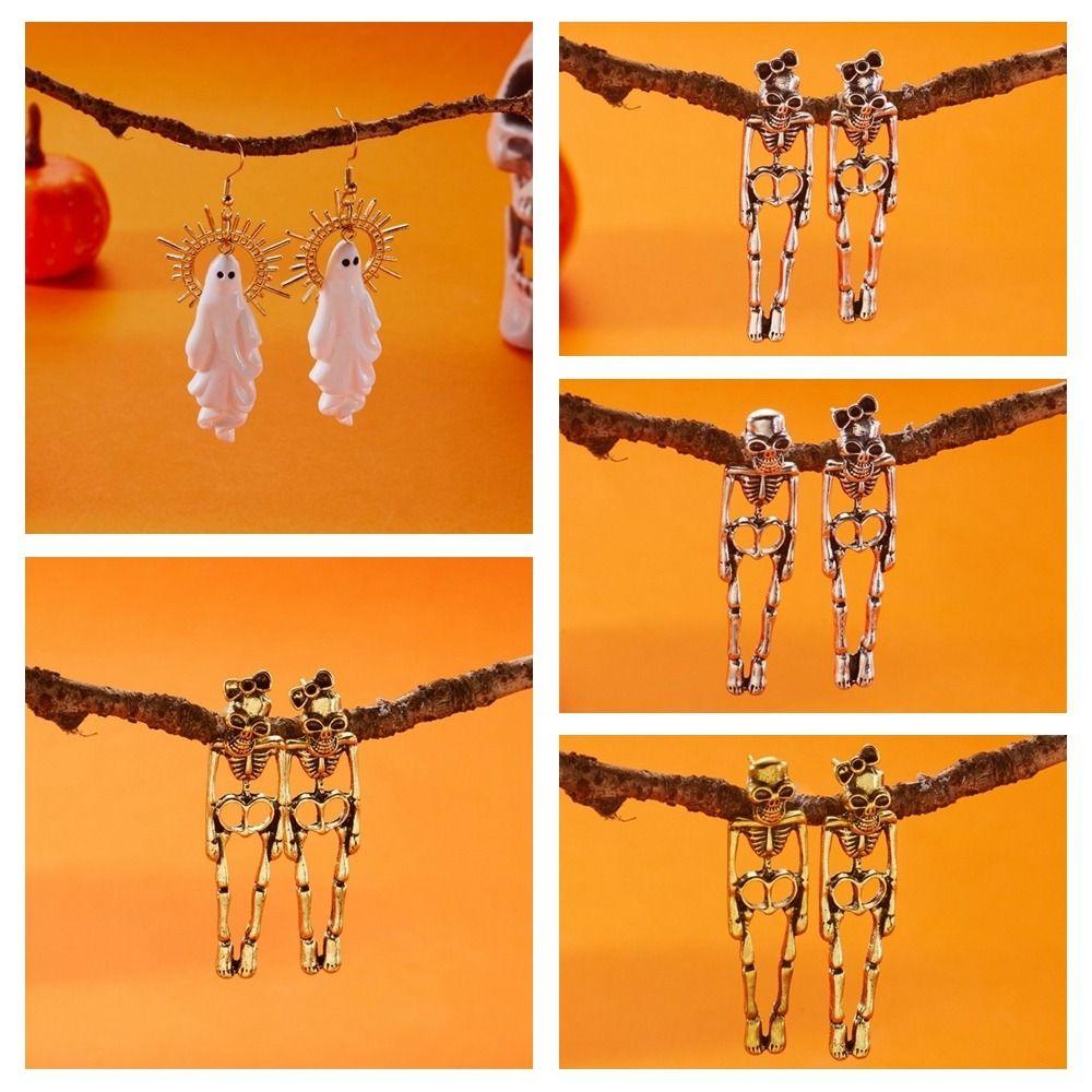 Zinc Zinc Alloy Halloween Drop Earrings Hip Hop Imitation Human Bone Earrings Skeleton Earrings  Couple