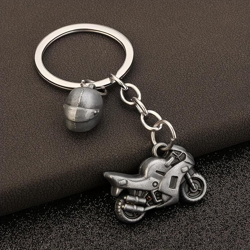 1pc Sporty 3D Motorcycle Helmet Keychain Durable Zinc Alloy Metal Ring & Chain Pendant Gift for Motorcycle Enthusiasts, Motorcycle Accessories