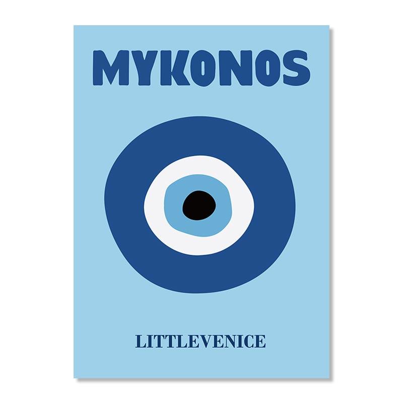 

Mykonos Ibiza Miami Bondi Amalfi St.tropez Colourful Canvas Painting Poster Travel Print Abstract Murals Nordic Wall Art Decor 21x30cm No Framed