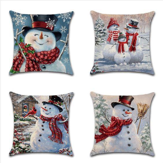 New Christmas Decoration Christmas Pillowcase 18 X 18 Inch Set of 4 Christmas Collection Cushion Pillowcases Custom Zipper Squar
