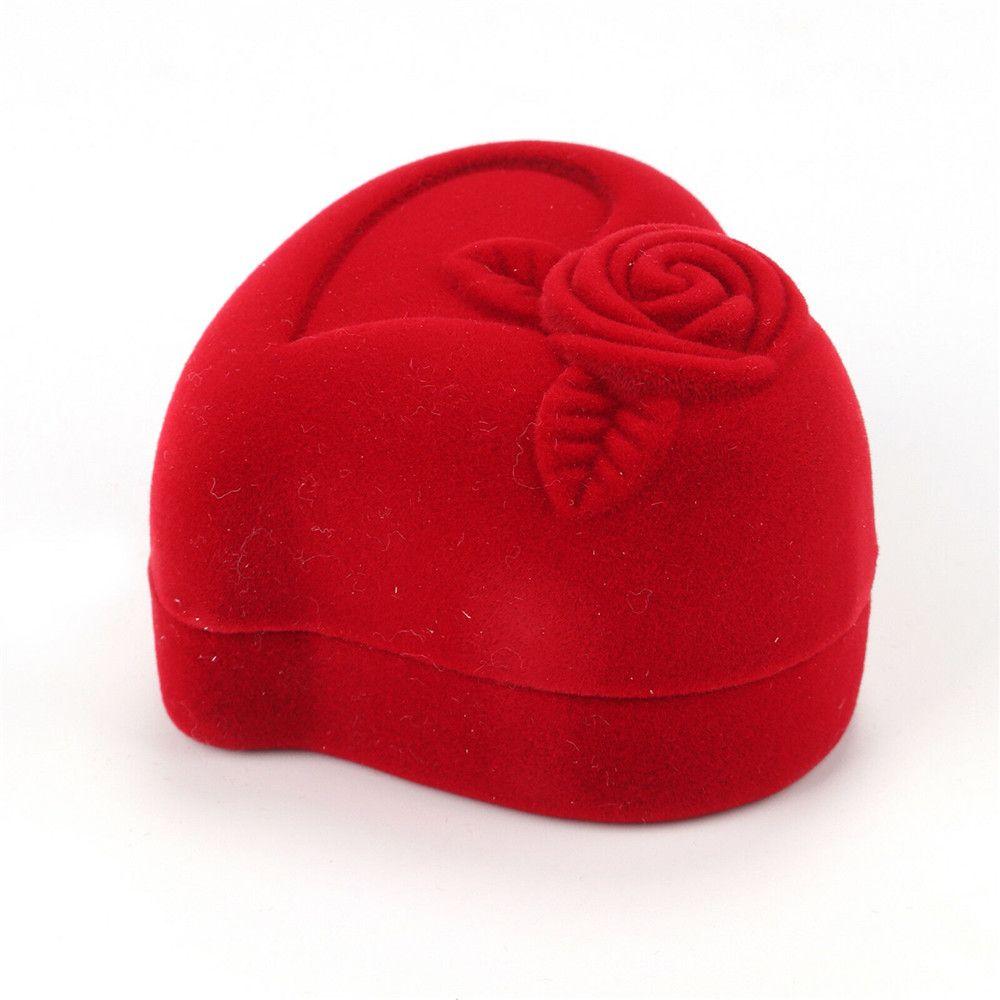 Exquisite Gift Storage Cute Velvet Ring Box Jewelry Box Wedding Ring Box Red Heart