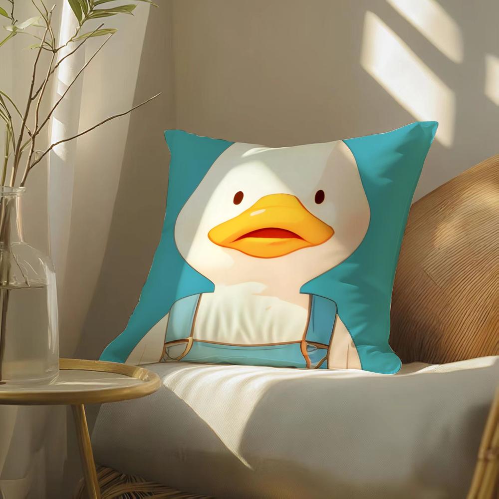 Funny And Cheerful Duck Pattern Pillow Case Double-Sided Plush Sofa Cushion Covers Organic Breathable Invisible Zipper