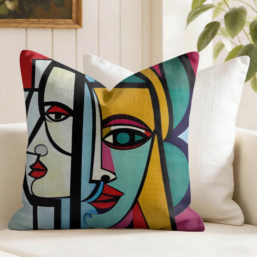 Modern Abstract Painting Cushion Cover Summer Linen Pillow Case Organic Fabric Cushion Cover DoubleSided Print Sofa Home Decor