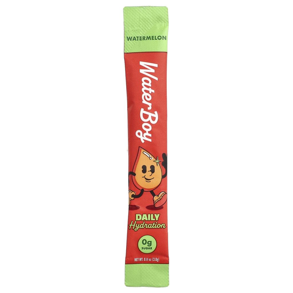 Waterboy, Daily Hydration, Electrolyte Drink Mix, Watermelon Flavor, 12 Stick Packs, 3g (0.11oz) Each