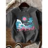 Summer Vacation Style Graphic Printed Short-sleeved T-shirt, Round Neck Casual Top,