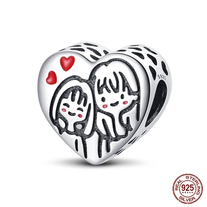 S100% Copper Heart Shaped Warm Family Charm Beads Fit Pan Original Bracelets Fine Diy Jewelry Gifts