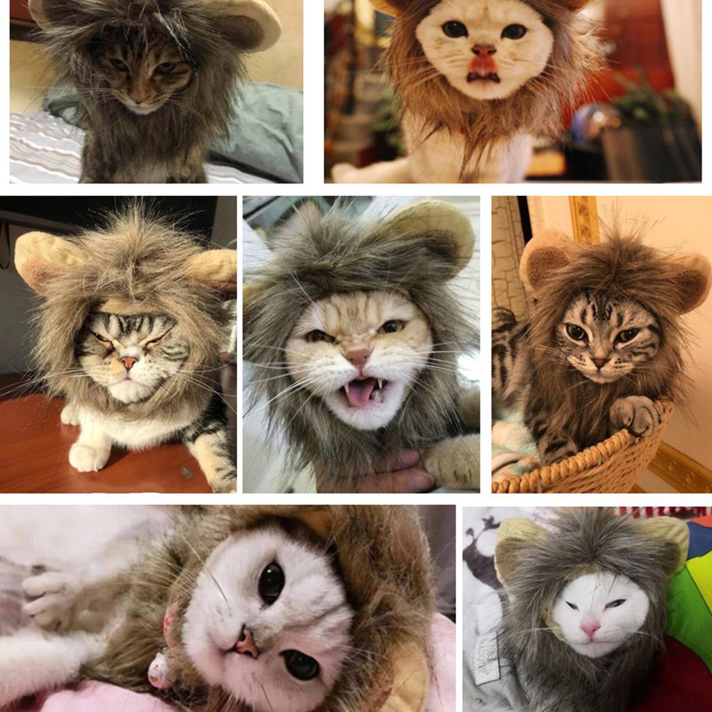 Cute Kitten Headgear Hat Soft Furry Lion Headwear Hat for Dogs/Cat Festival Gift Supplies
