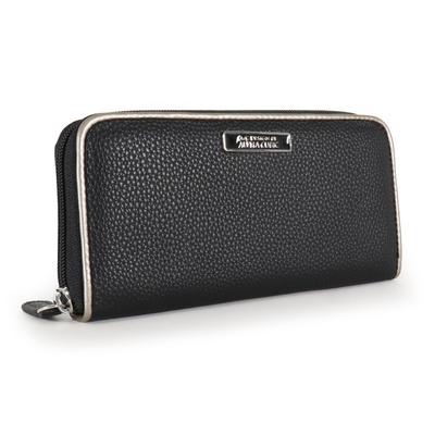 Long Round with Detachable Card Large Black [Alpha Cubic] Women's Wallet, Zipper, Case, Capacity, High-End Look,