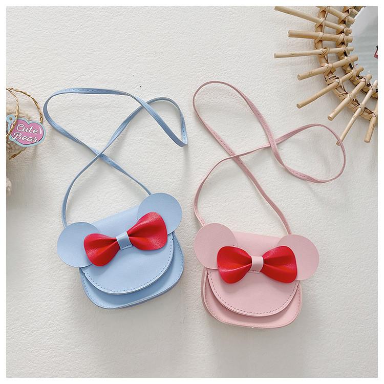 Bow Solid Color Girl Baby Shoulder Purse Simple Cute Flower Details Casual Wear