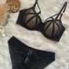 Dámská podprsenka Krajková podprsenka Sexy Temptation Large Size Spodní prádlo Gathered Red Bra Set