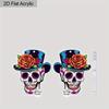 2D Flat Cute Halloween Sugar Skull Earrings Dangle Acrylic Day of The Dead Decor Gifts for Women Festival Charms