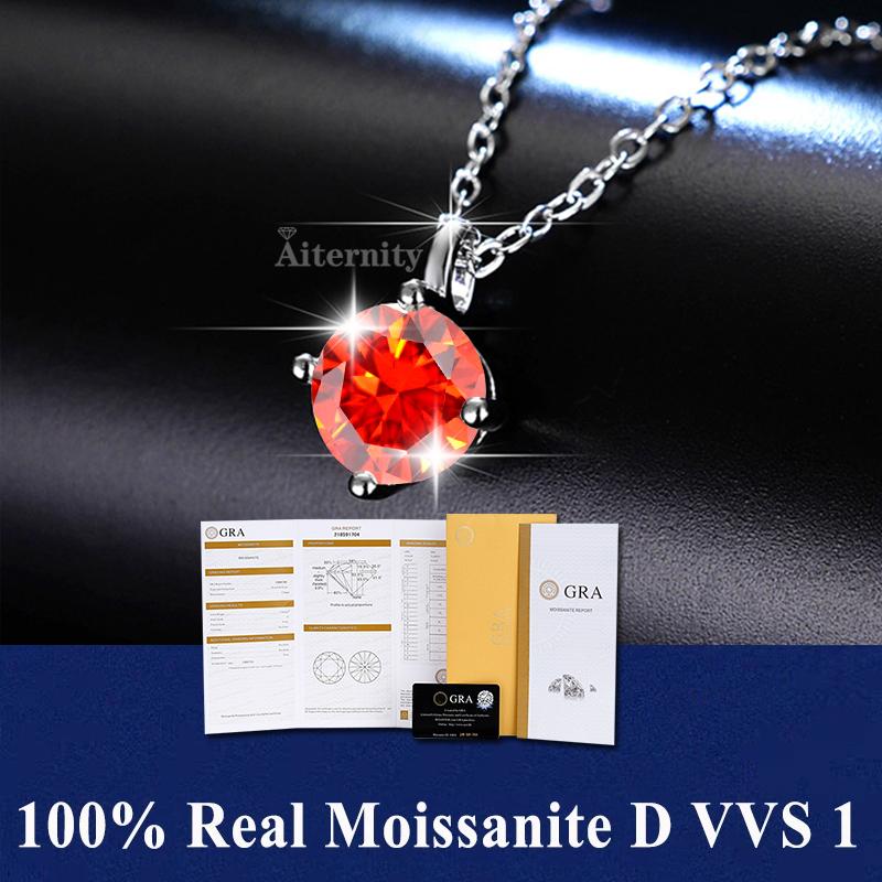 

Silver 925 4 Prong Moissanite Pendant Necklace for Women Trendy Design D Color VVS Pass Diamond Test Jewelry with Box GRA 0.5ct with box