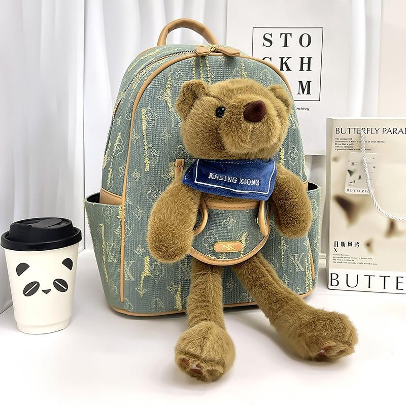 New summer cute bear doll backpack retro high-end backpack fashion cute bag