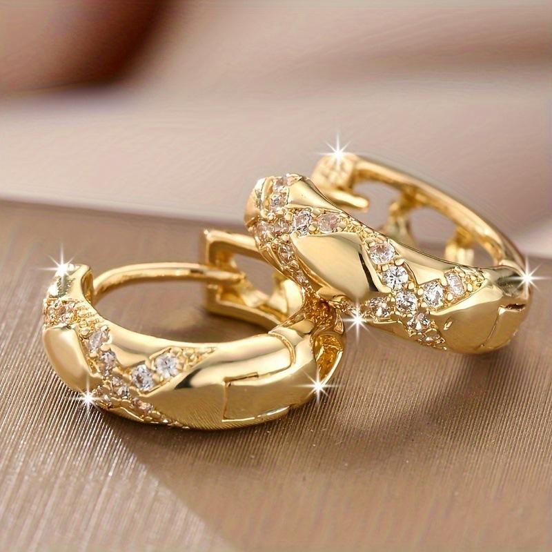 Fashionable and Versatile Plain Hoops Ins Style Irregular Hollow Print Design Trendy Earrings