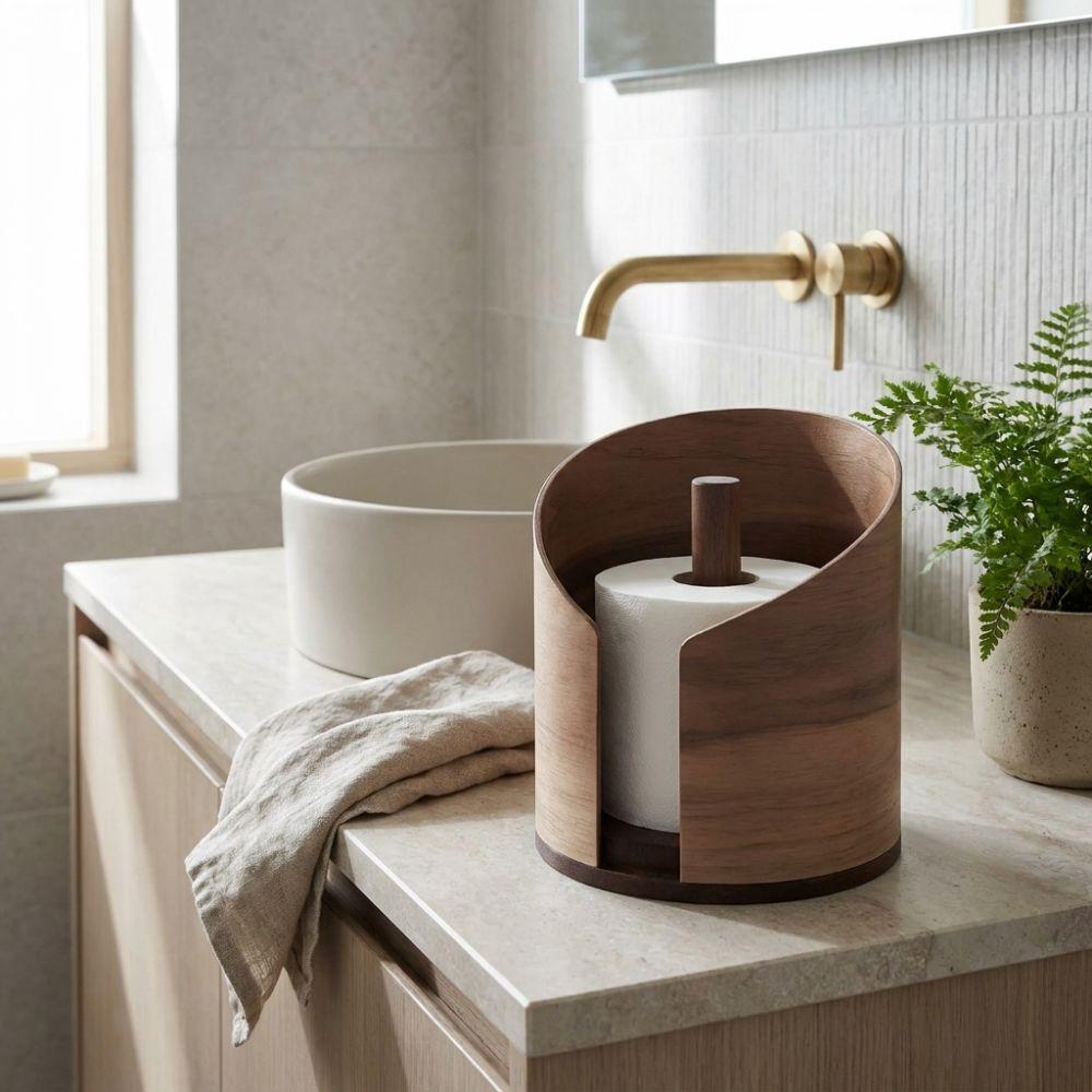 Large Capacity Tissue Storage Box Natural Wood Retro Napkin Holder Paper Roll Rack  Dining Room