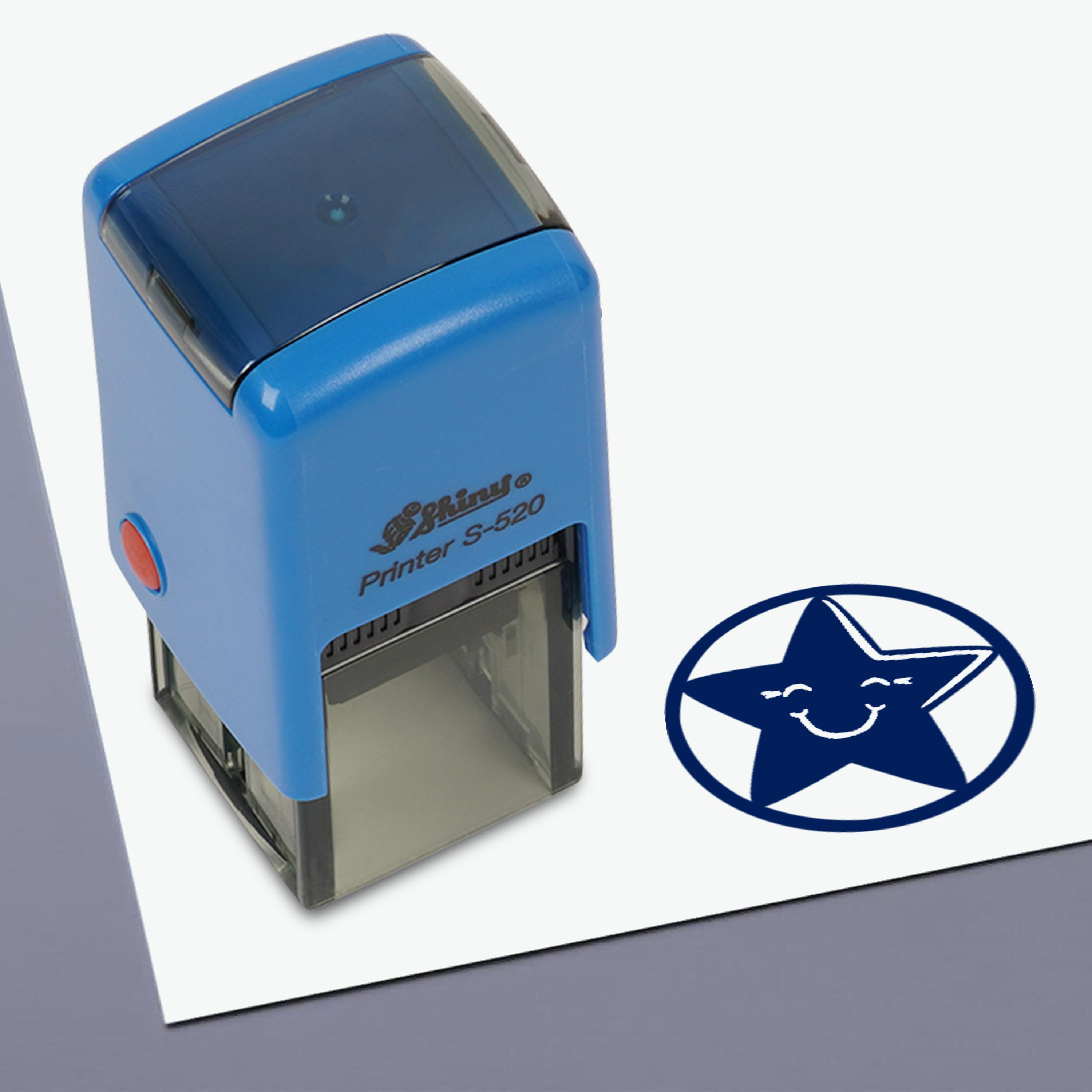 

STAR Design Round Self Inking 20mm Kids Teacher Stamp Personalized Custom Shiny Rubber Blue - 20mm синій