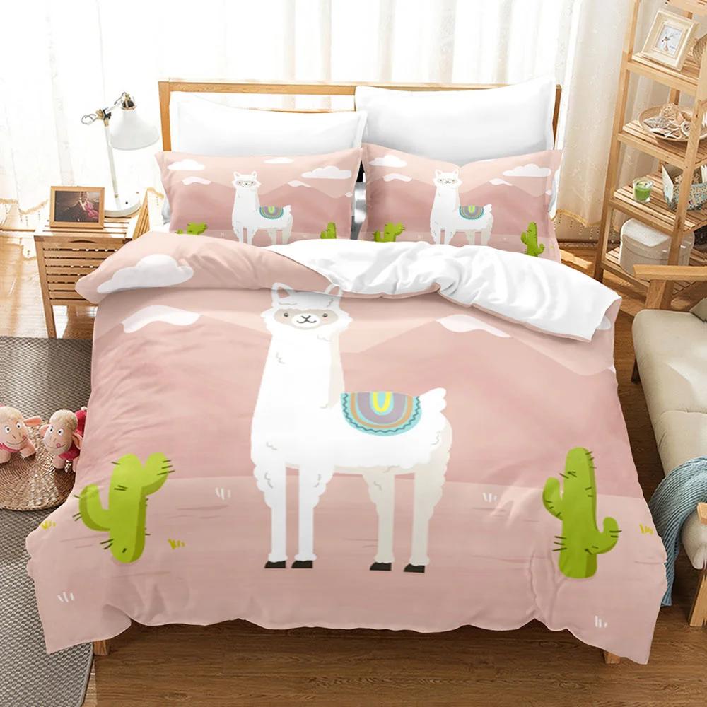 Cartoon Goat Duvet Cover Cute Kawaii White Goat White Background For Children Girls Boys Gift For Bedroom Decoration Queen King