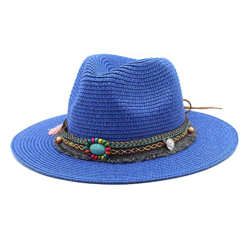 Western Cowboy Ethnic Style Straw Hat Men'S And Women'S Outdoor Seaside Beach Hat Sunscreen Sun Hat