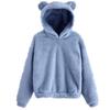 Winter Korean Fashion Bear Ears Cute Loose Hoodie Fluffy Hooded Warm Sweatshirt Long Sleeve Top Solid Pullover Clothes For Women