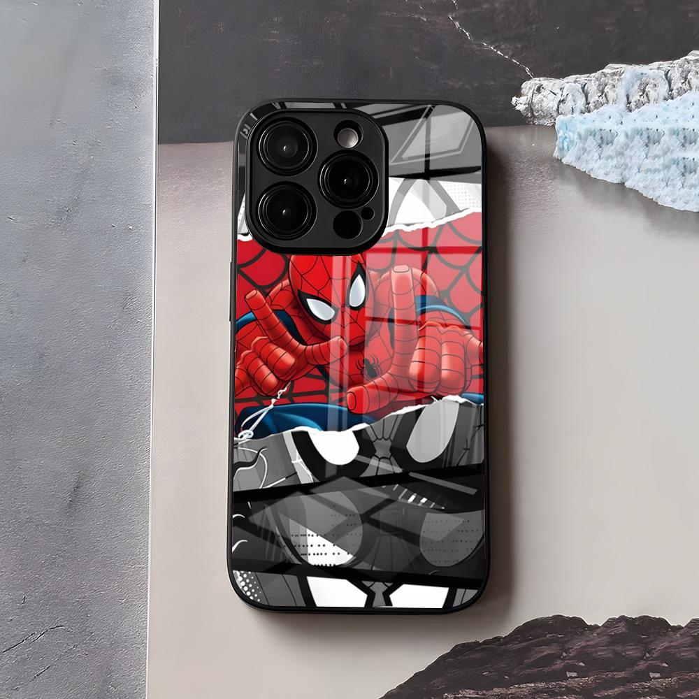 S-Spiders Cool Man Phone Case For IPhone 17 Air 16 E Pro Max 15 14 13 Mini 12 Pro 11 Max Plus Black Glass Cover