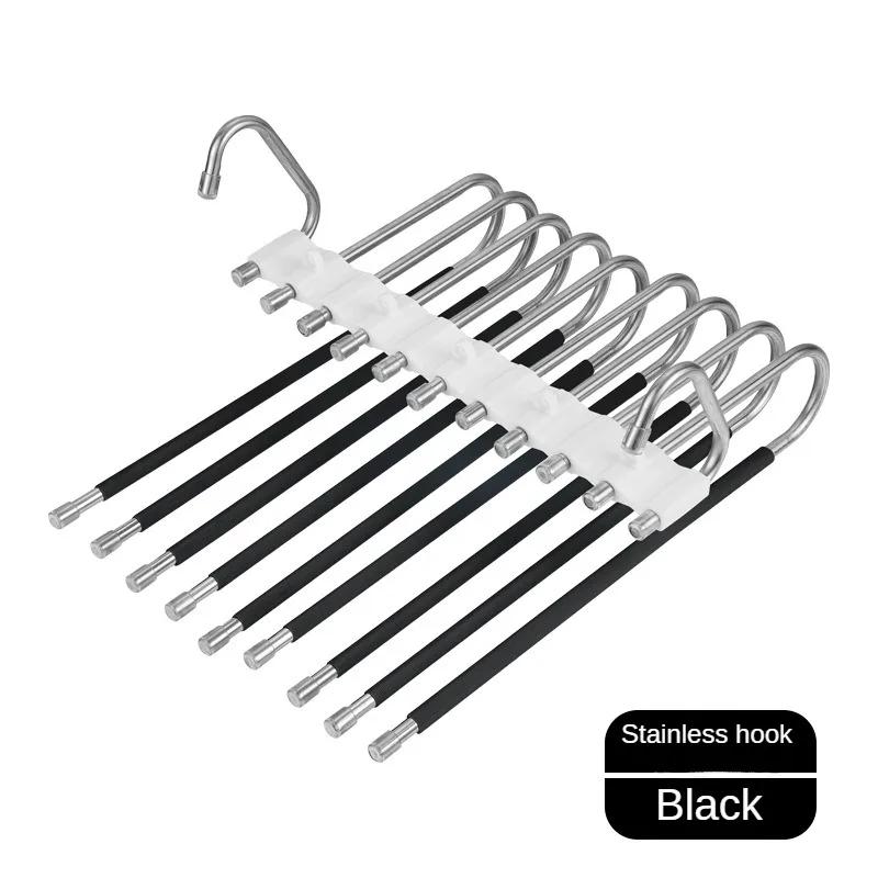 5/9 Schicht Faltbarer Polierter Edelstahl Hosenständer Aufbewahrungswerkzeug und Haken Multifunktionaler S-förmiger Schrankorganizer