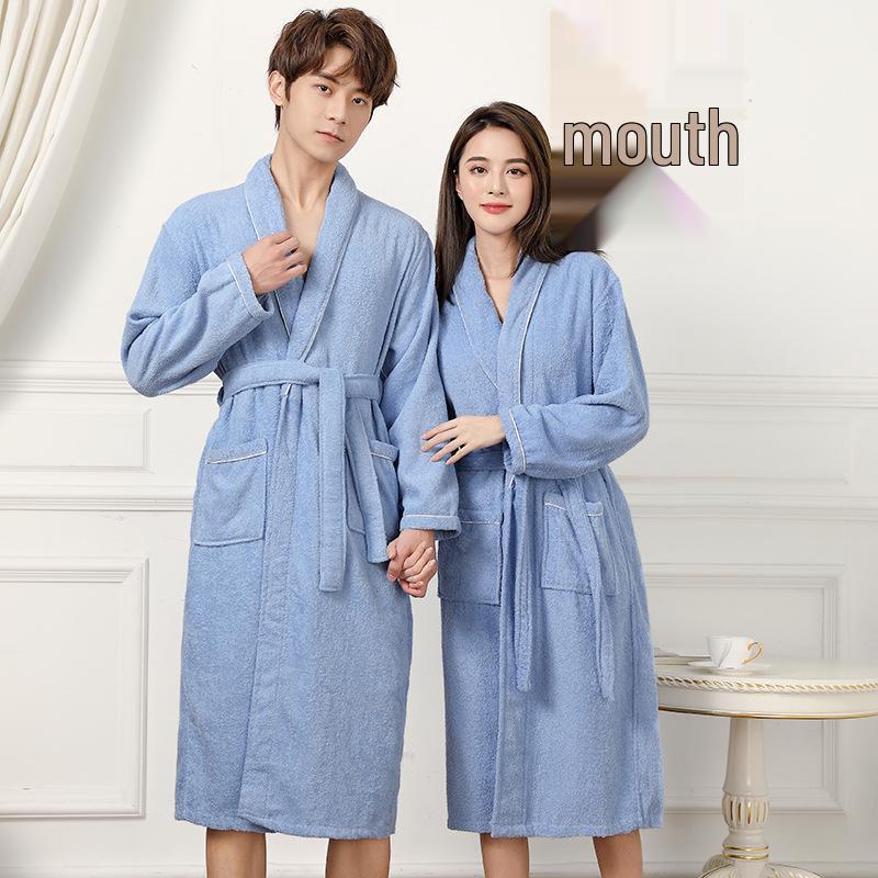 Unisex Cotton Bathrobe: Absorbent Towel Material for Home, Hotel, Spa & Sauna