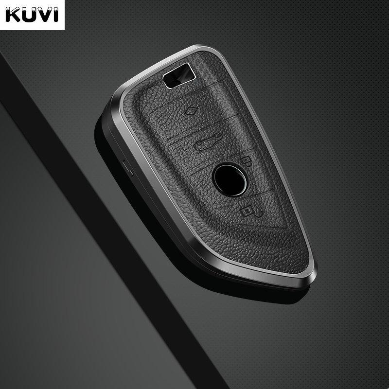

Metal Leather Car Remote Key Case Cover Shell Fob For Bmw X1 X3 X5 X6 X7 1 3 5 6 7 Series G20 G30 G11 F15 F16 G01 G02 F48 Keyles