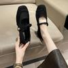 Spring Autumn Elegant Mary Janes Flats Shoes Women Black Buckle Strap Shallow Casual Ballet Shoes Ladies  Canvas Loafers