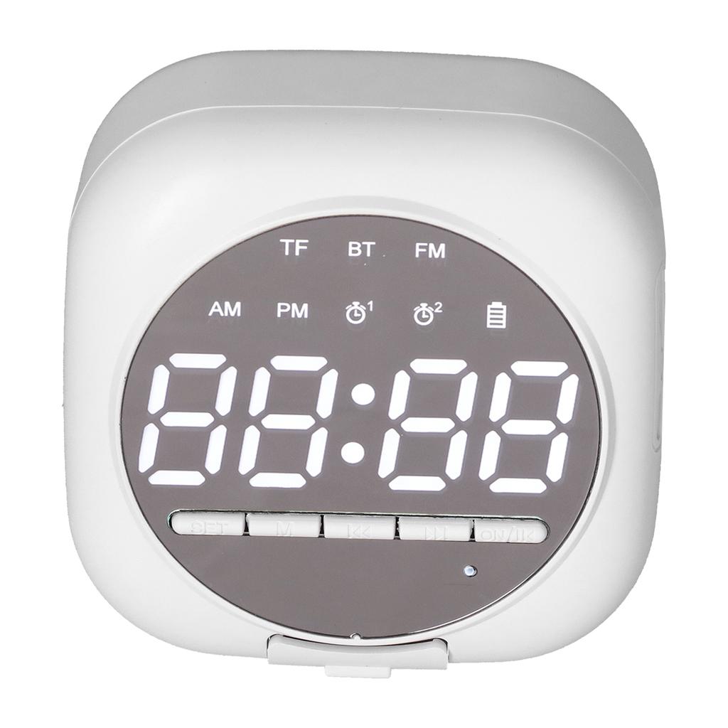 P12 Bluetooth Clock Speaker Wireless LED Mirror Portable Dual Alarm Clock Bass SpeakerWhite