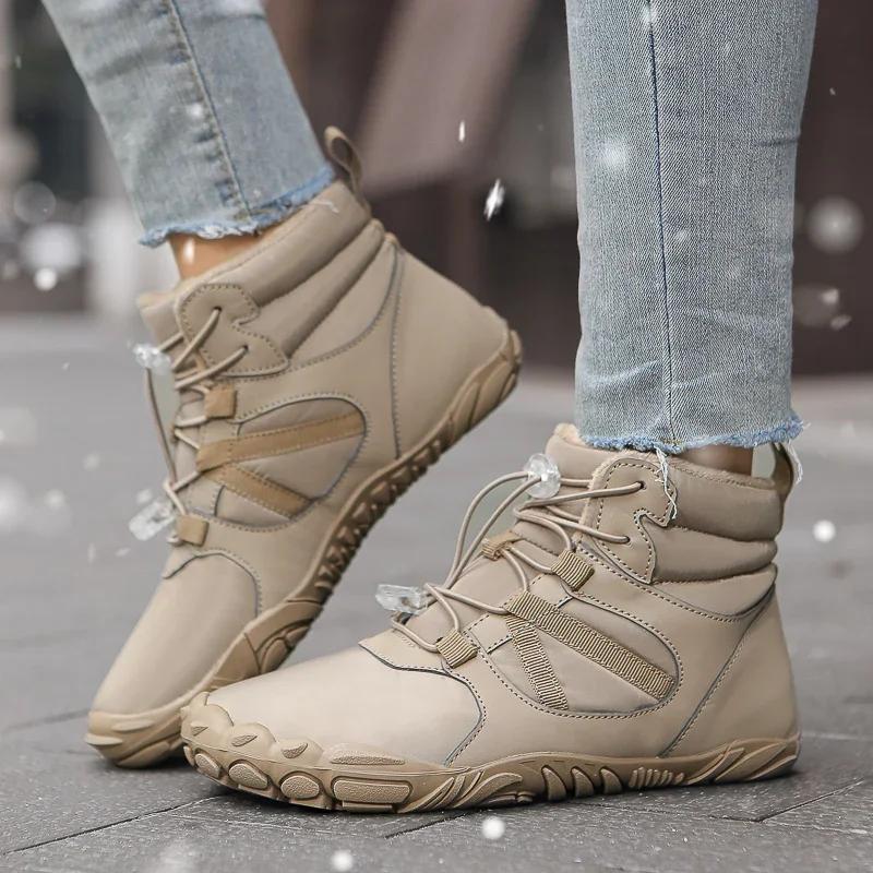 Winter Hiking Shoes Snow Boots Plush Cotton Shoes Outdoor Sneakers Men Women Ankle Boots Warm Winter Boots Mid-top