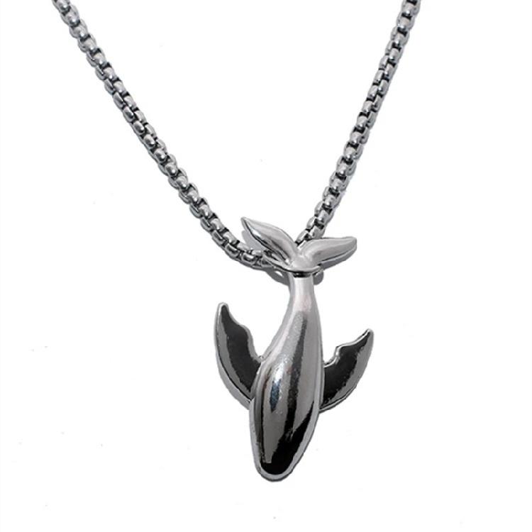 Contemporary Necklace Stainless Steel Whale Pendant Necklace Unique Neck Jewelry