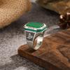 New Green Gem Zinc Alloy Ring For Men Fashion Trend Zircon Geometric Finger Ring Male Vintage
