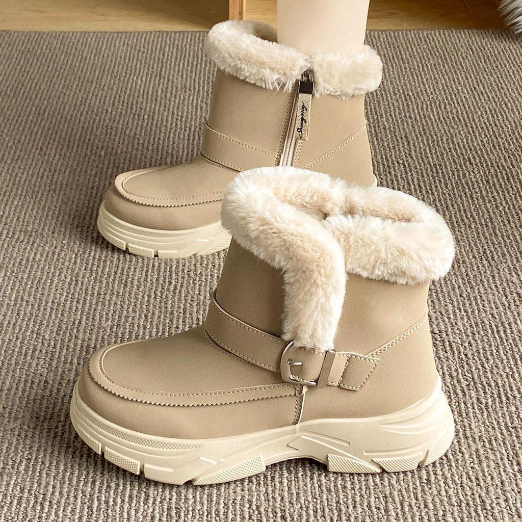 Women's Thick-Soled Non-Slip Winter Snow Boots with Plush Velvet Lining