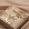 Vintage Monstera Palm Gree Leaf Charm Drop Dangle Stud Earrings For Women Girl Elegant Casual Chic Modern Jewelry