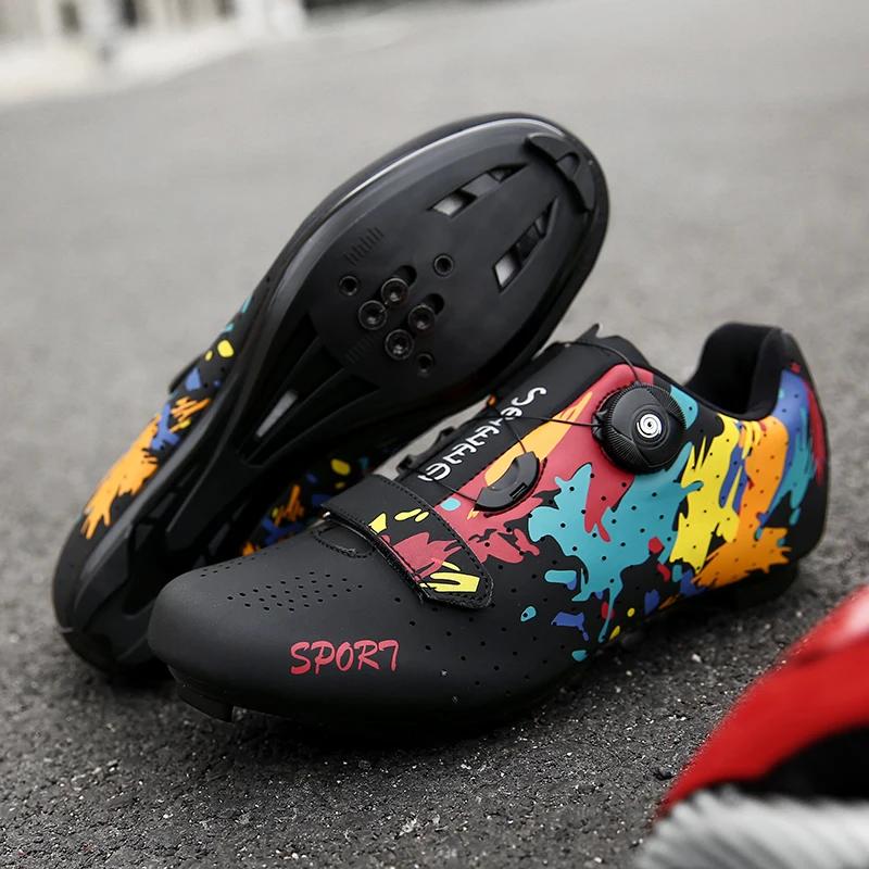 Men's Cycling Shoes Road Bike Shoes Self-locking Cleats Speed Cycling Sneakers Outdoor Racing Route Athletic Bicycle Footwear