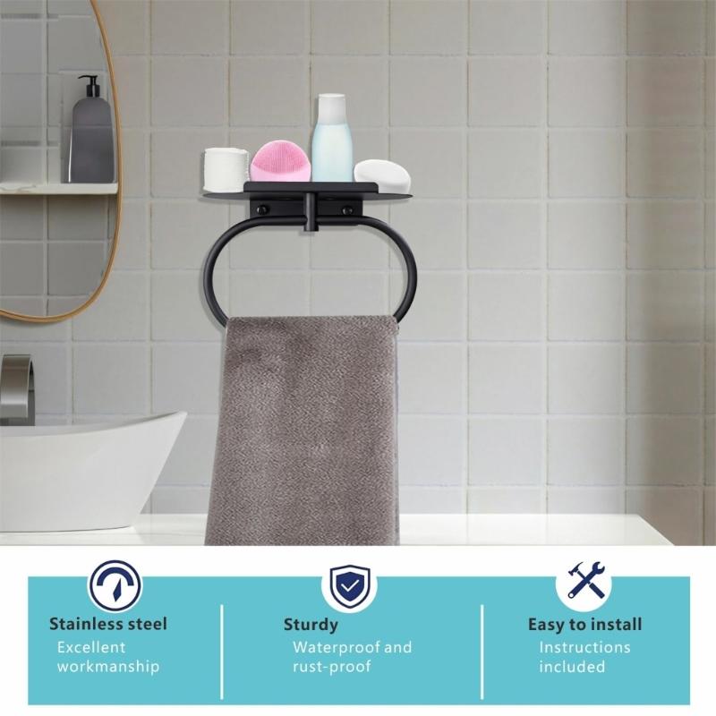 Platzsparende Badezimmer-Handtuchringe Wandmontierter Handtuchhalter mit stabilem Rahmen Einfach zu bedienen Ideal für kleine Räume