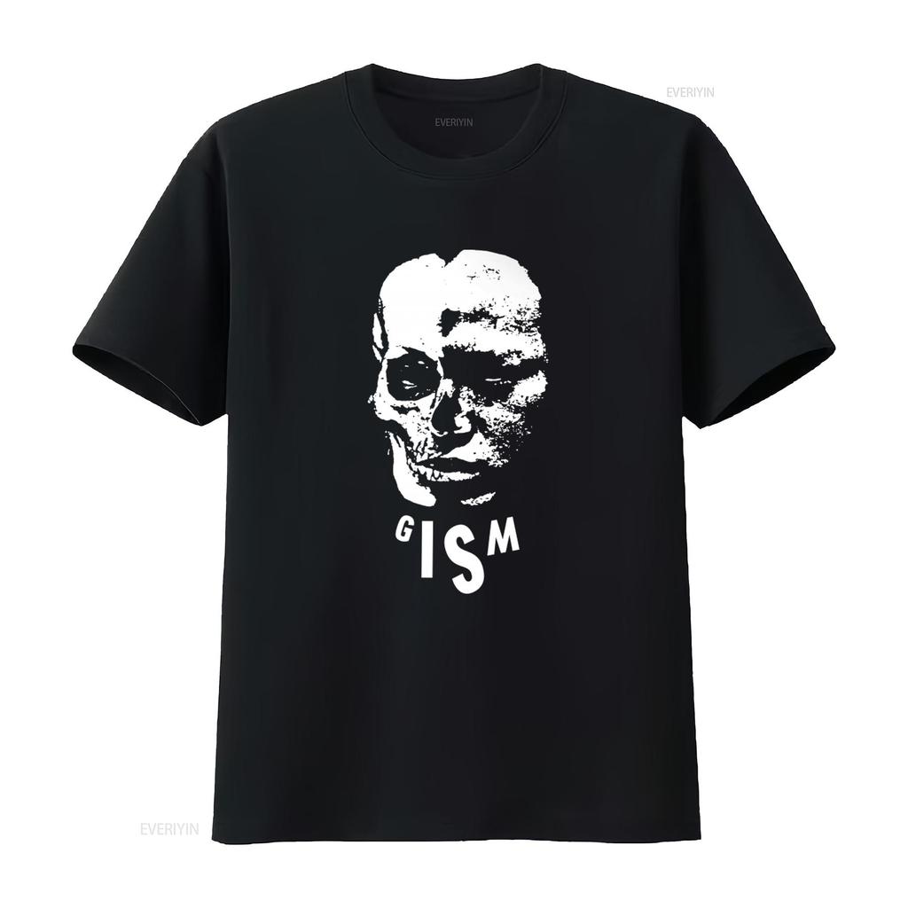 Gism Punk Metal Hardcore 80s Skull T Shirt Discharge Lip Cream Style Vintage Washed Graphic Top For Everyday Wear