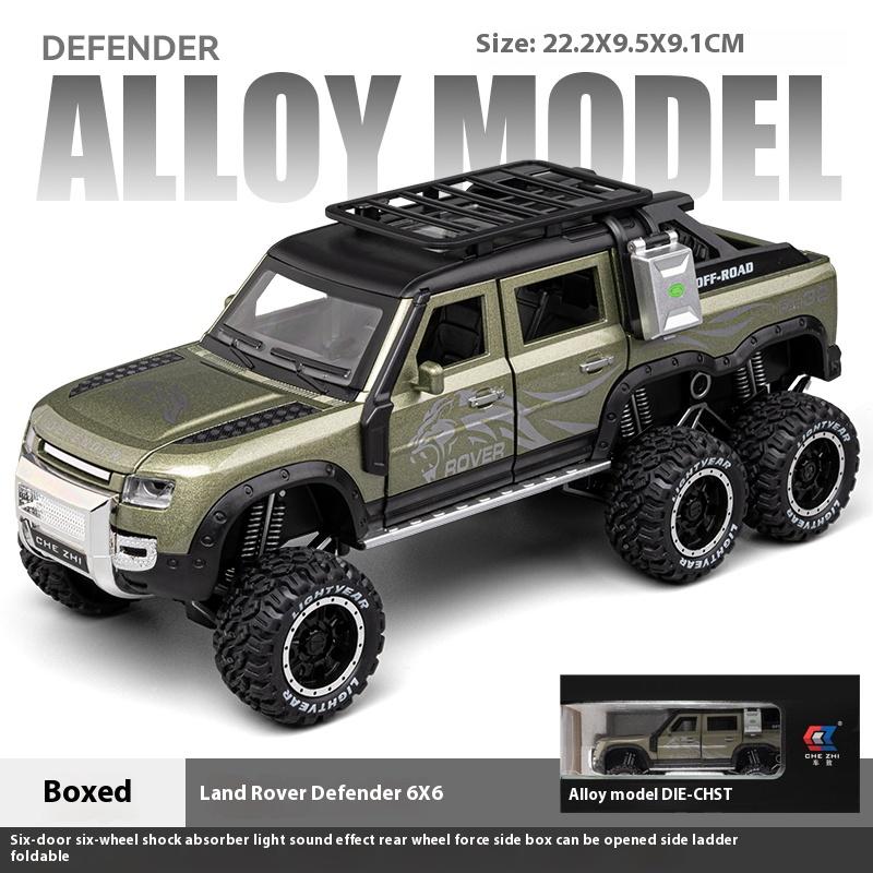 1/24 Land Rover Defender Six-Wheel Off-Road Vehicle Model Simulation Sound Light Children's Game Toy Car Boy Gift