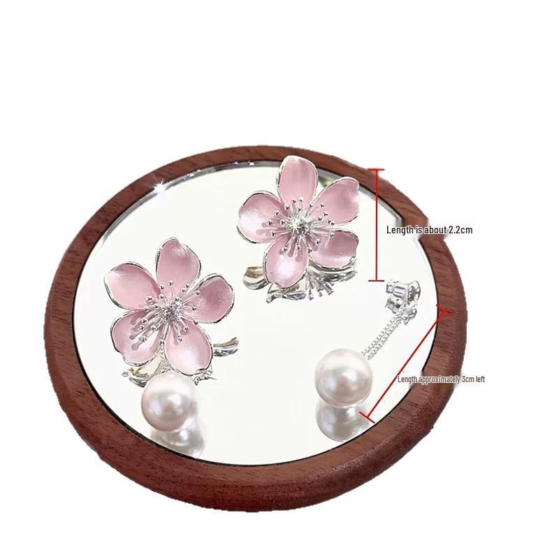 Cherry Blossom Stud Earrings - Korean Style, Light Pink Flower, Elegant and Versatile Design for Women