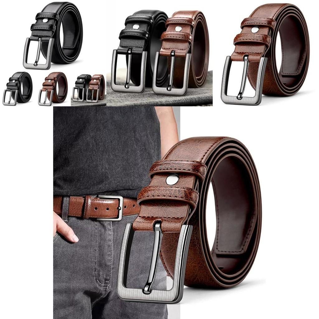 Genuine Leather Mens Belt With Pin Closure For Business Casual And Elderly Use