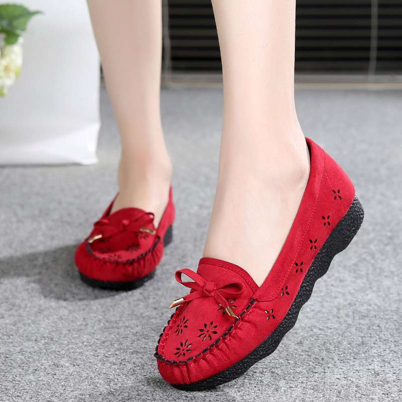Spring and summer old north cloth shoes women's breathable mesh single shoes lace hollow soft sole women's shoes flat-soled beanie shoes maternity sh